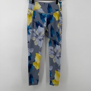 CALIA Women S Energize 7/8 Legging Gray Blue‎ Floral Mid-Rise Stretch Athleisure